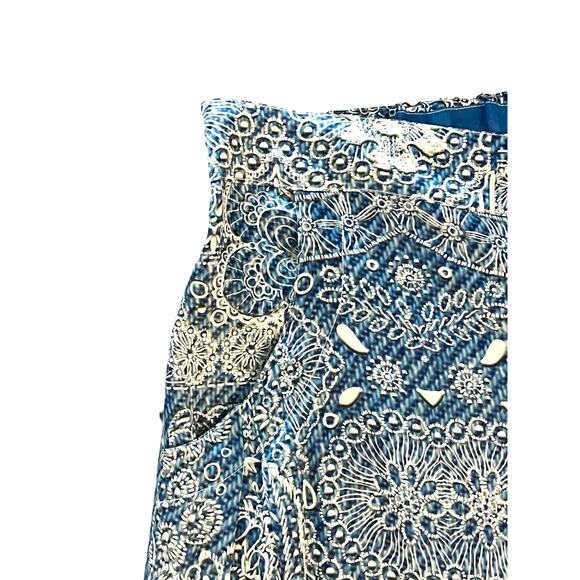 Johnny Was Lauchlen Wide Leg Pants Size XL Blue “Denim Print” NWT Silk Blend - Picture 6 of 8